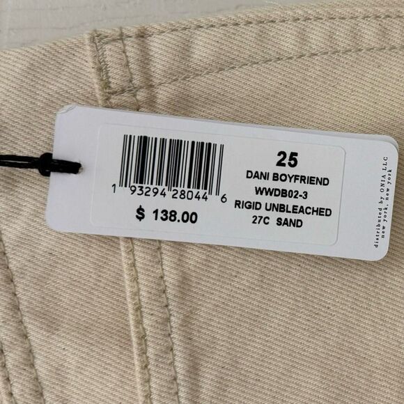 NWT WeWoreWhat Dani Boyfriend Pants Size 25 Sand Tan Khaki Straight Leg Jeans - Picture 3 of 8